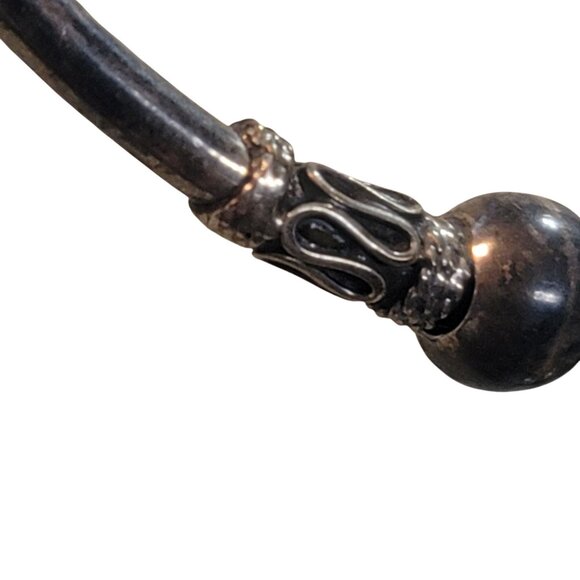 Vintage Balinese Sterling Silver Metal Bali Bangle Bracelet Filigree Bead - Picture 8 of 9